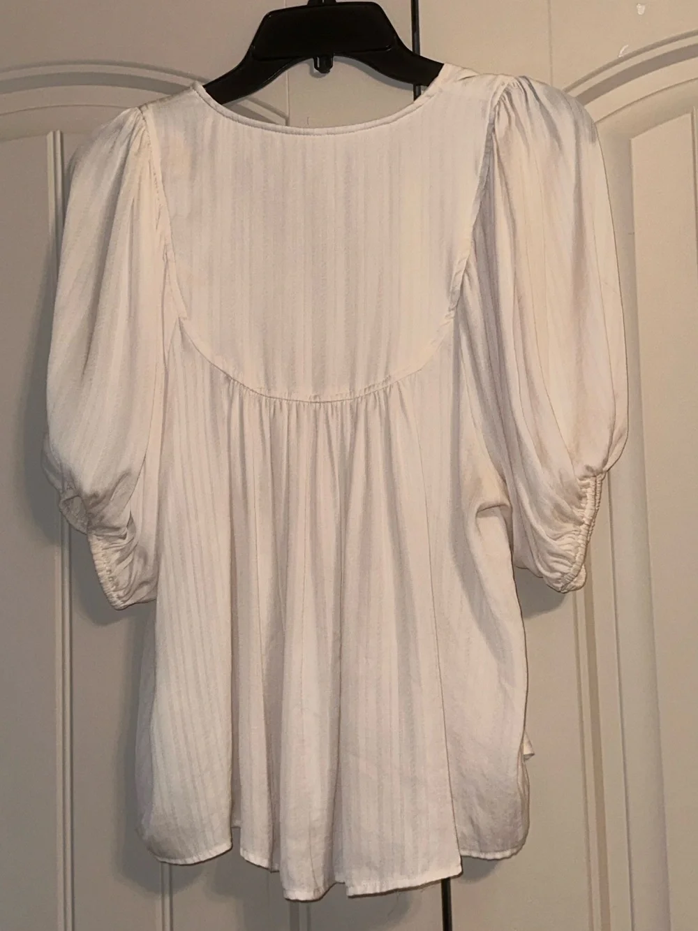 Anthropologie Cream Button-Front Peasant Blouse